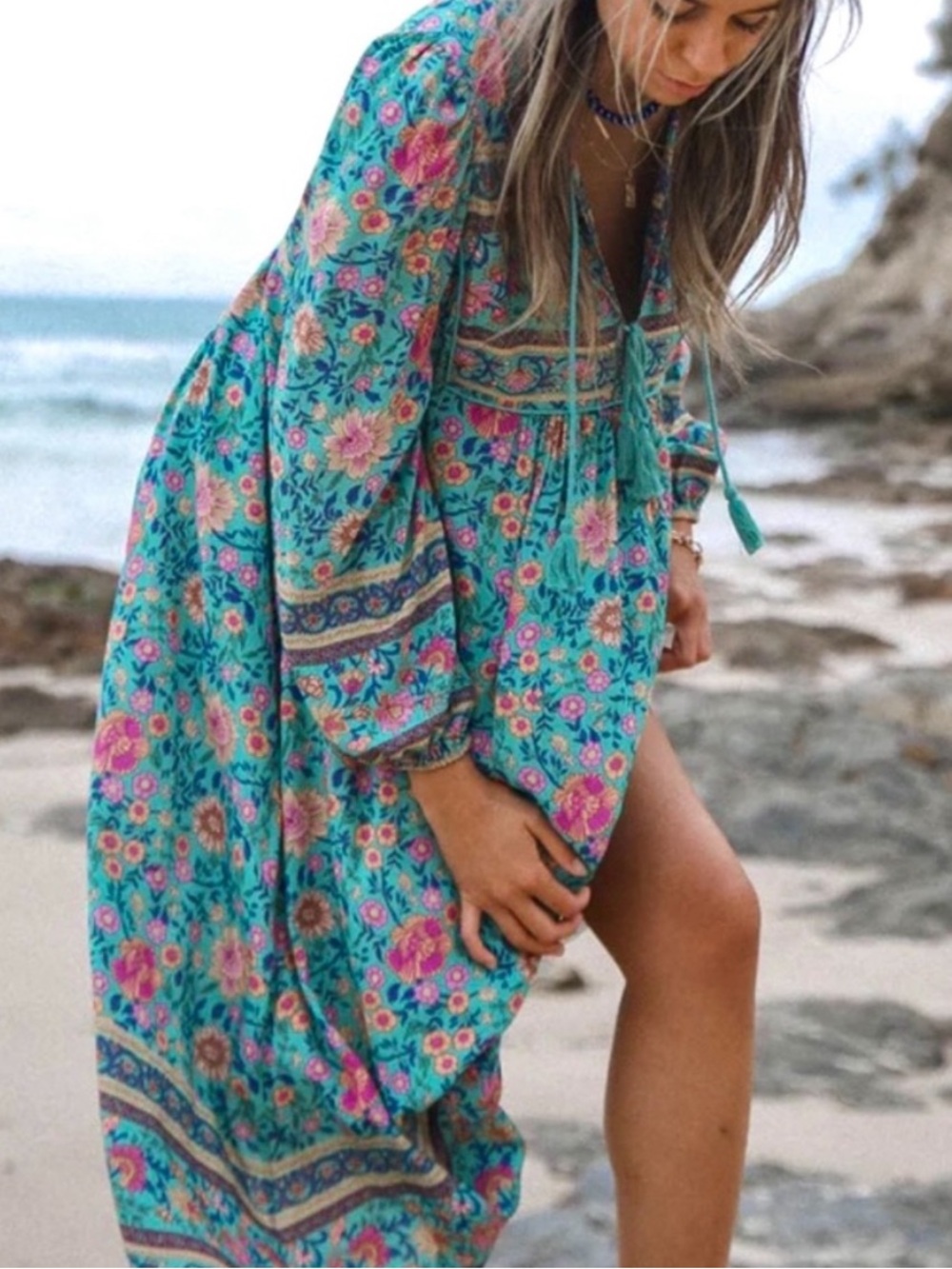 πΊπHPππΊ NWT Spell & The Gypsy Folk Town Boho Midi Dress - Picture 2 of 16